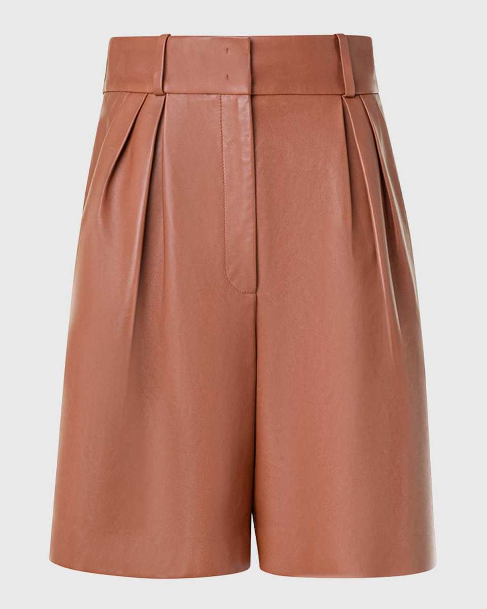 Finnick Pleated Leather Bermuda Shorts