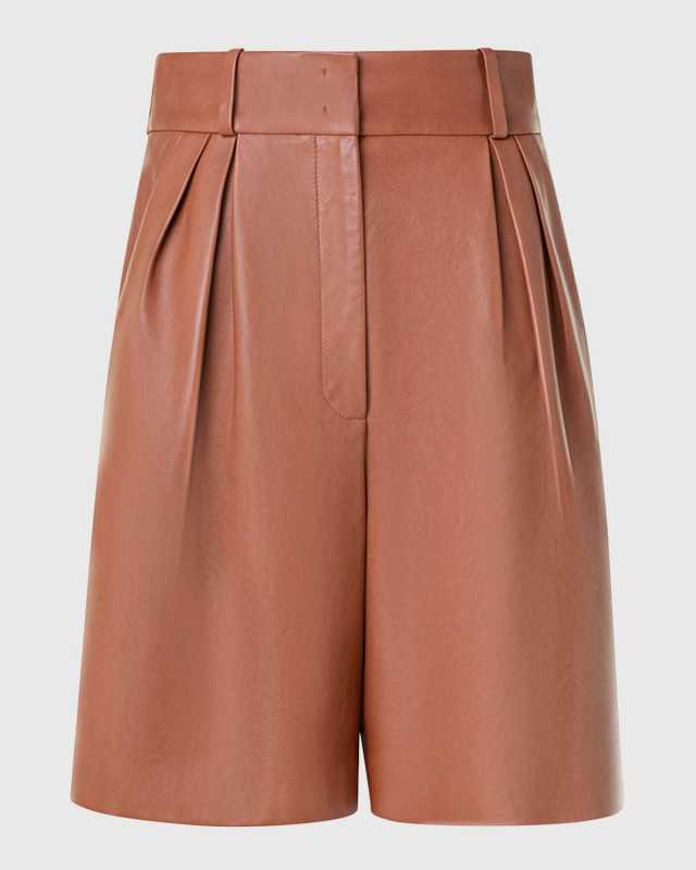 Finnick Pleated Leather Bermuda Shorts