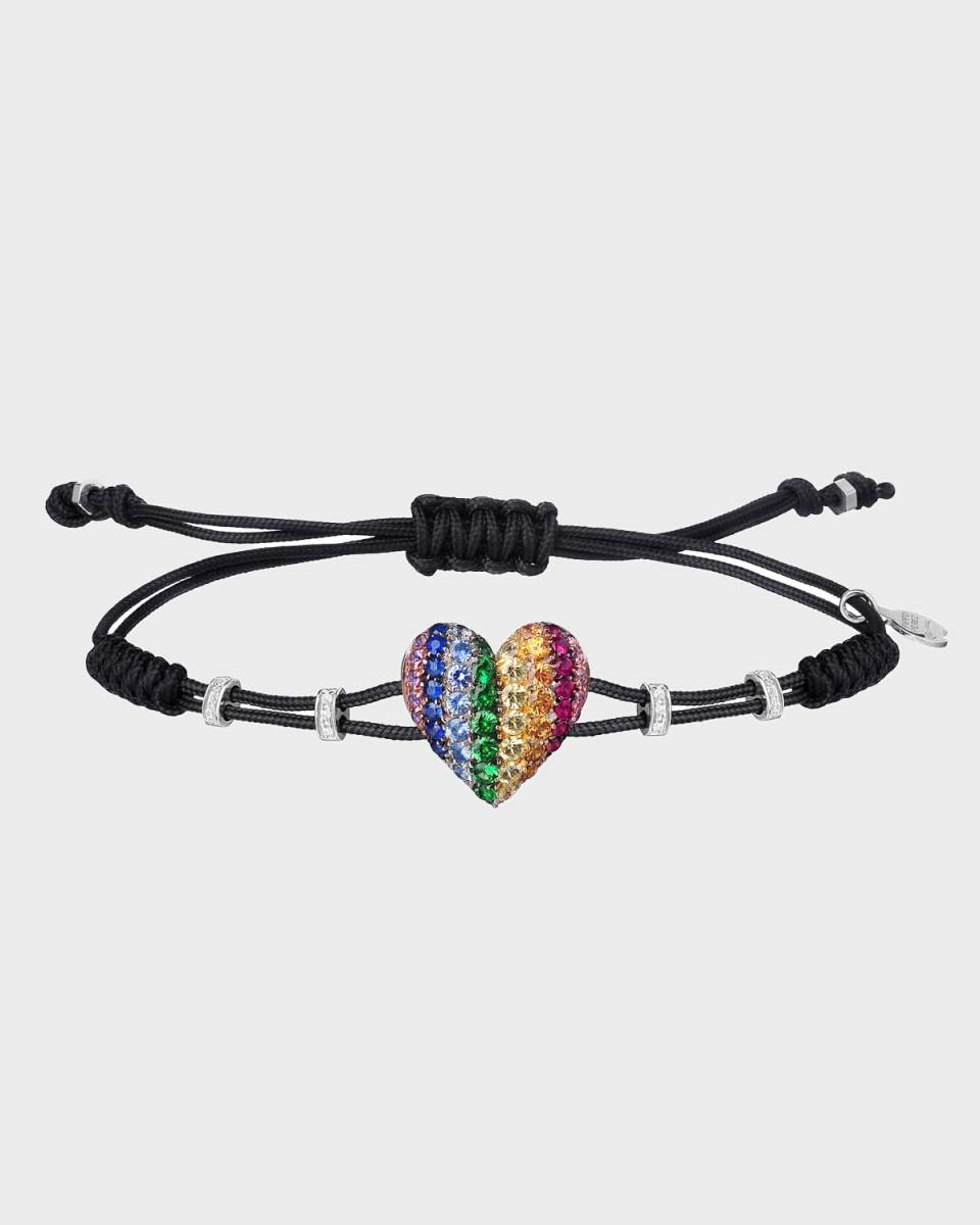 18k White Gold Multicolor Heart Bracelet
