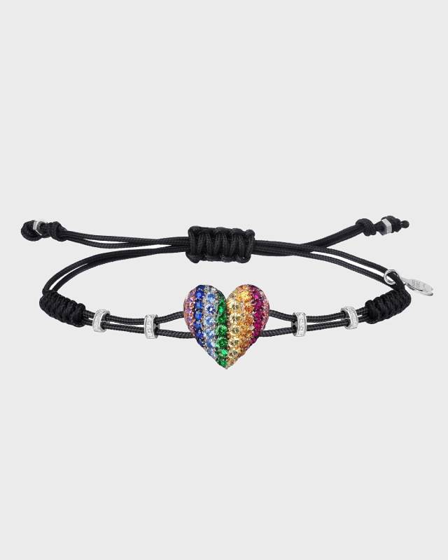 18k White Gold Multicolor Heart Bracelet