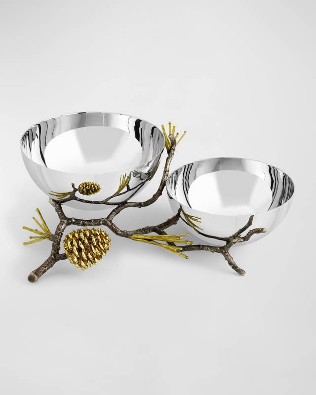 Pine Cone Double Bowl