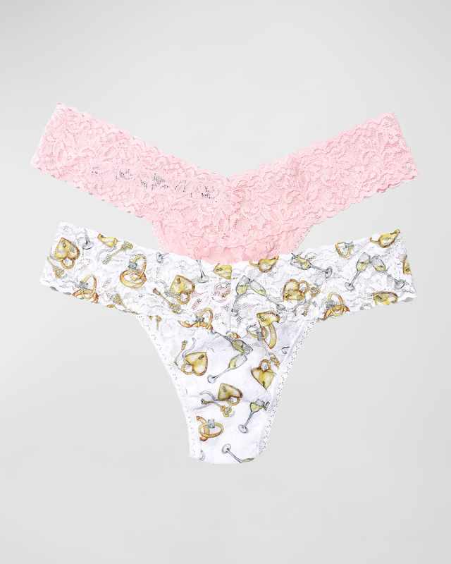 Two-Pack Low-Rise Thongs in Floral Pattern