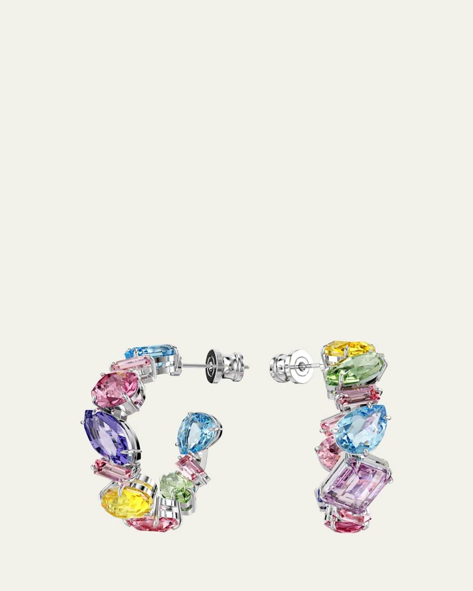 Gema Rhodium-Plated Mix-Cut Multicolor Hoop Earrings