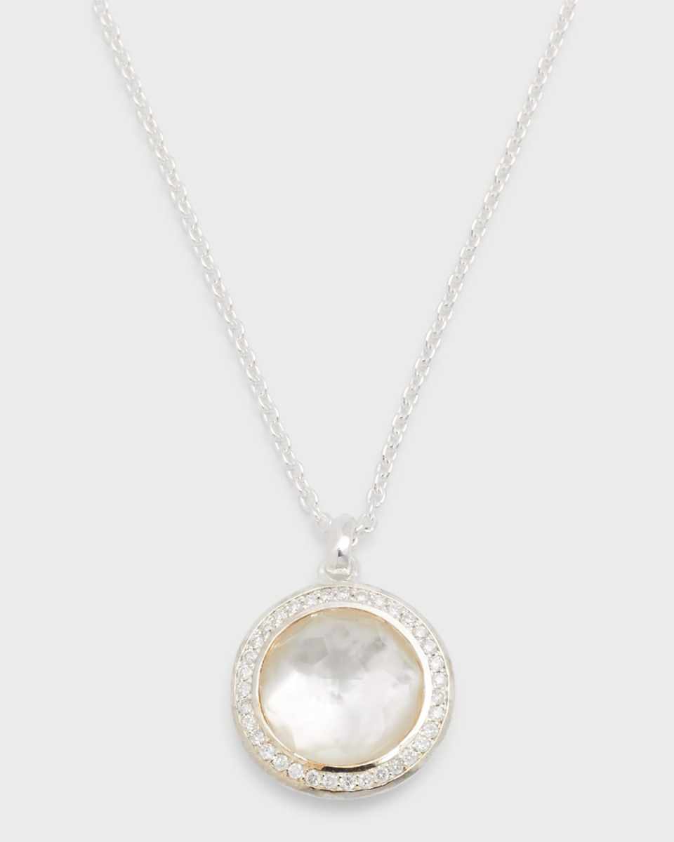 Mini Pendant Necklace in Sterling Silver with Diamonds