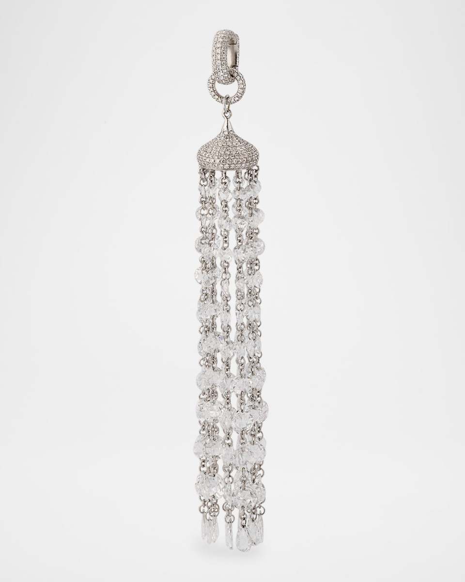 Tassel 18K White Gold Diamond Tassel Pendant, 12.44tcw
