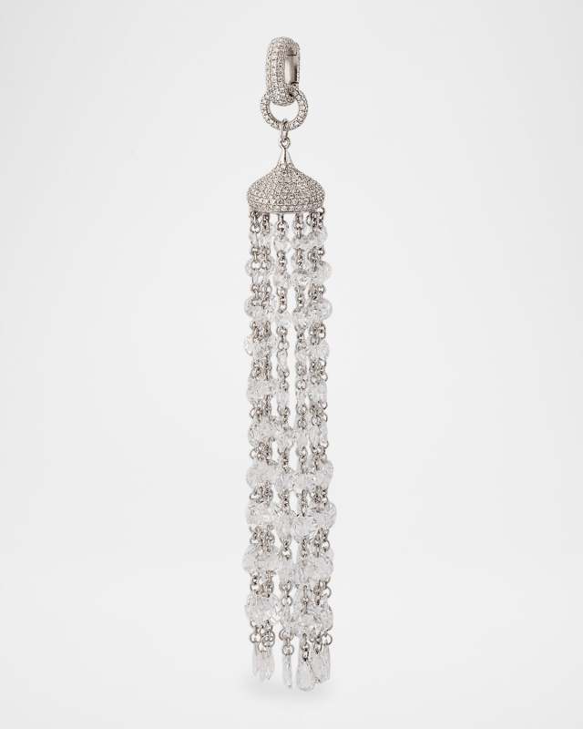 Tassel 18K White Gold Diamond Tassel Pendant, 12.44tcw