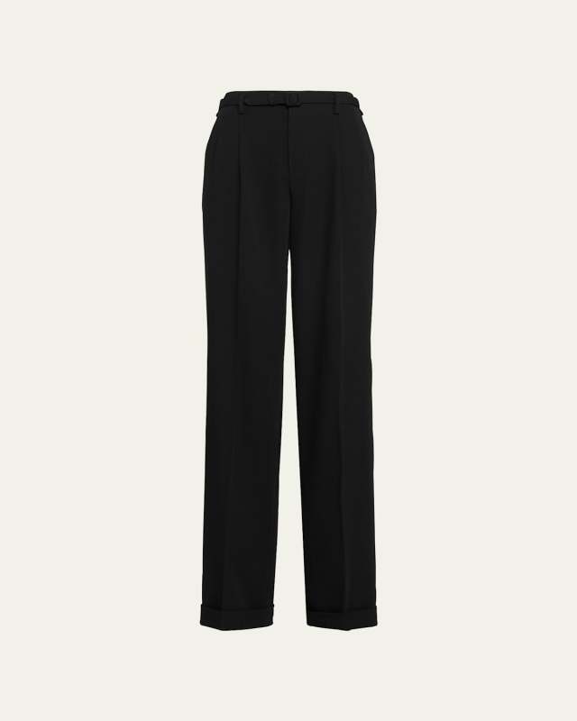 Stamford Straight-Leg Wool Belted Pants