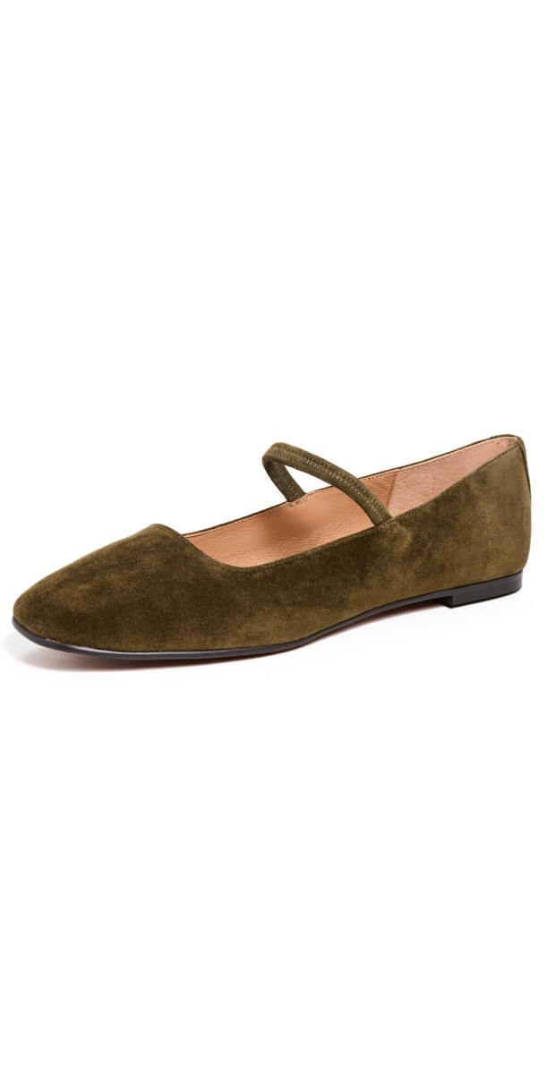 Madewell Greta Suede Ballet Flats Shaded Olive