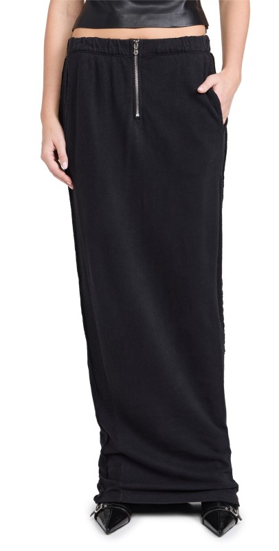 Sami Miro Vintage Porterhouse Maxi Skirt in French Terry Black