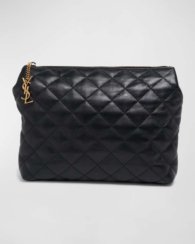 Large Cosmetic Pouch in Lambskin Leather