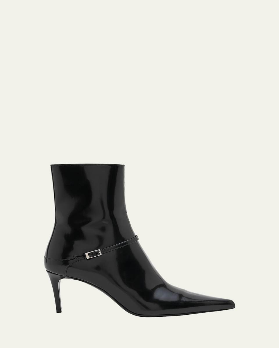 Vendome Patent Buckle Stiletto Booties