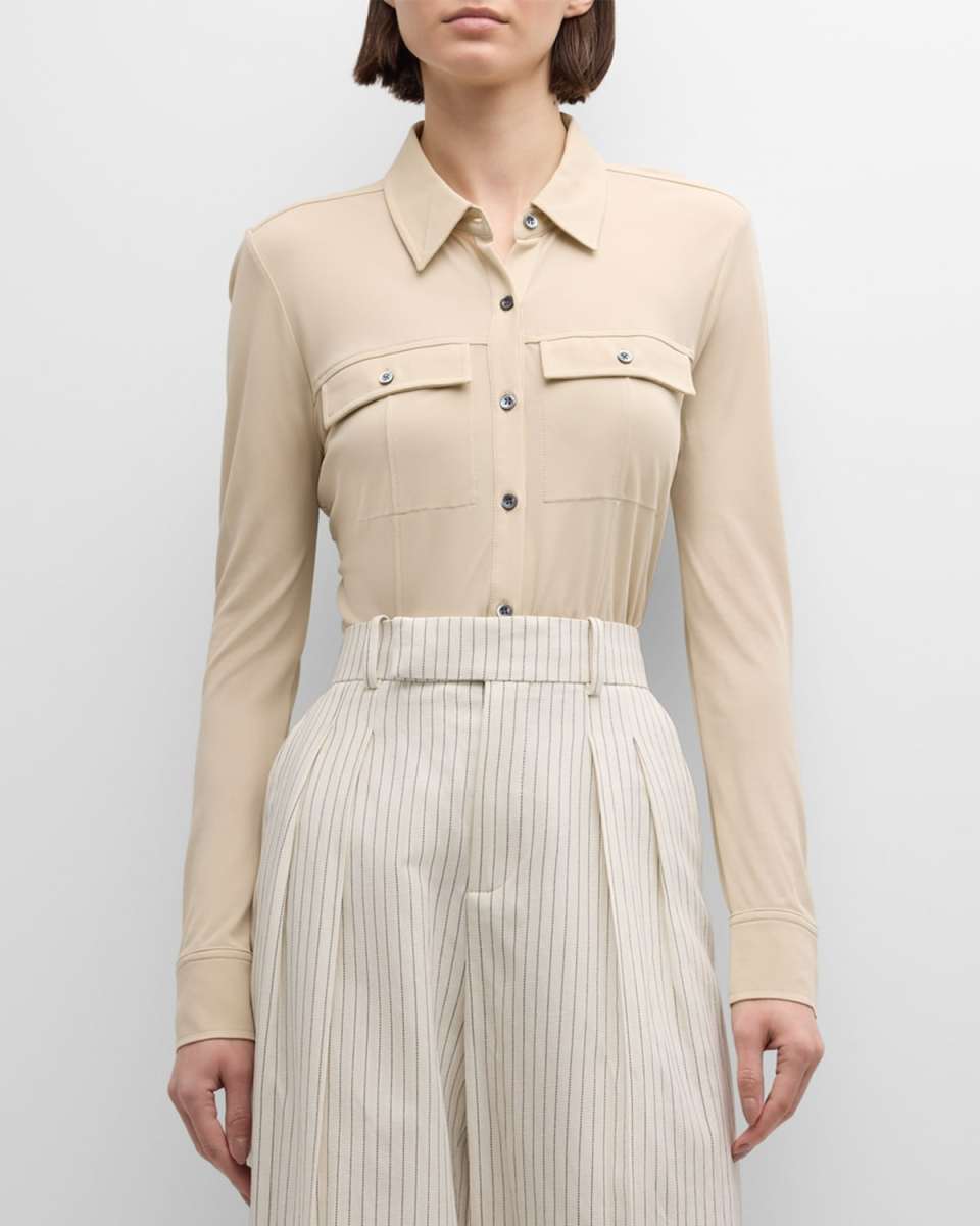 Jersey Button-Front Shirt