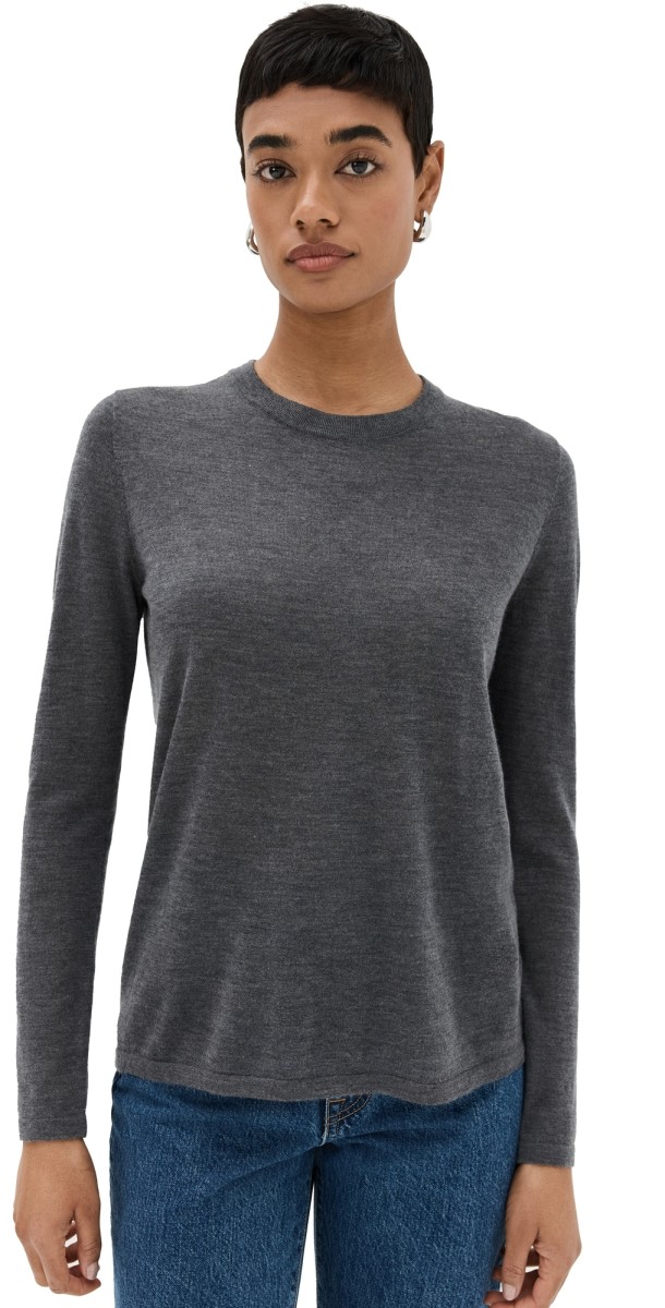 CO Crew Neck Long Sleeve Cashmere Top Black