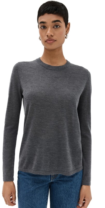 CO Crew Neck Long Sleeve Cashmere Top Black