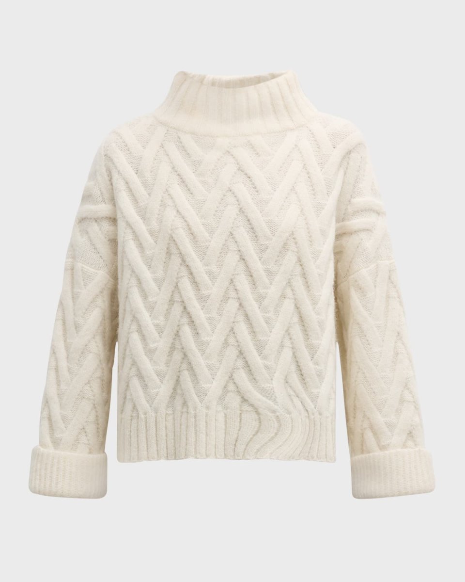 Mae Mock-Neck Cable Knit Sweat