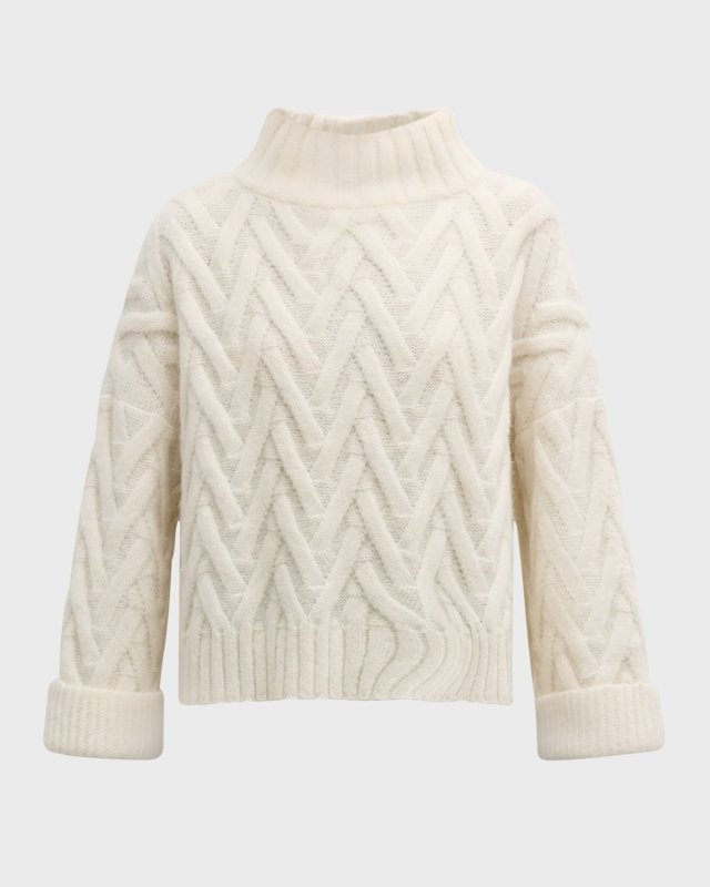 Mae Mock-Neck Cable Knit Sweat