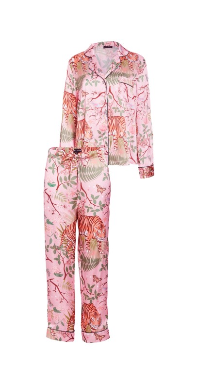 Karen Mabon Tiger Blossom Pajama Set Orange