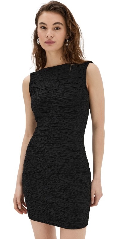 Good American Wide Scrunchie Scoop Back Mini Dress Black001