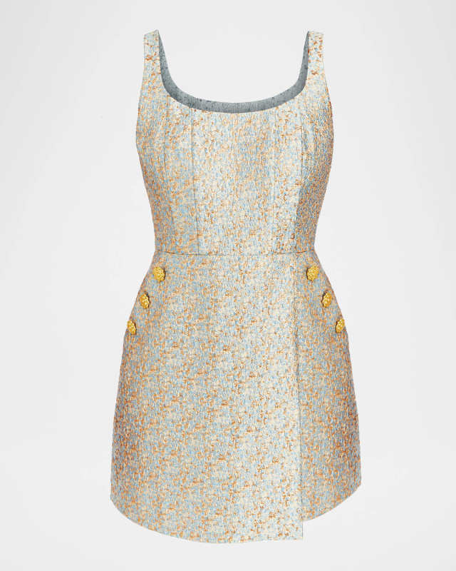 Chianti Scoop-Neck Metallic Jacquard Mini Dress