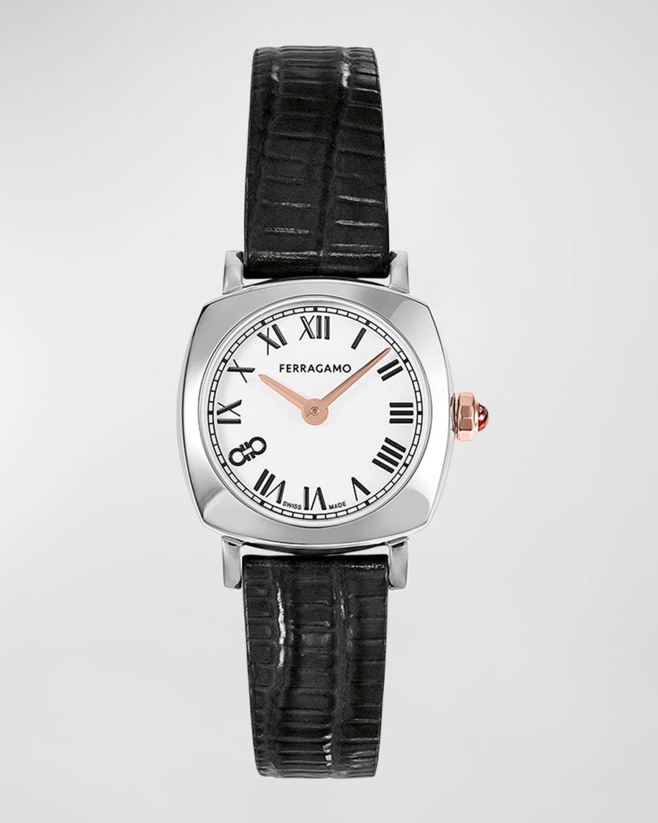 23mm Ferragamo Soft Square Watch with Leather Strap