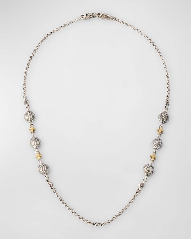 Silver and Gold Chain Necklace, 18"L