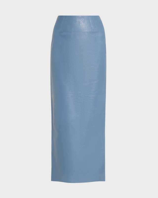 Leather Slit-Back Maxi Pencil Skirt