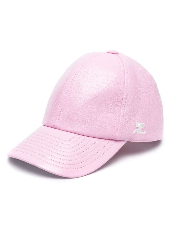 logo-embroidered grained-texture cap