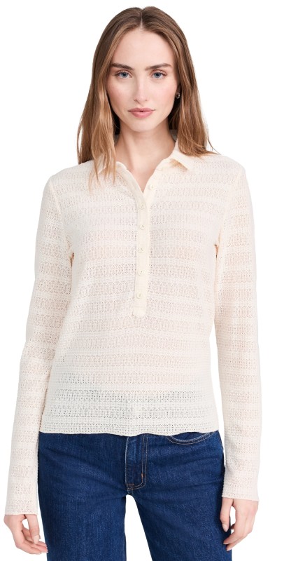 rag & bone Julia Long Sleeve Polo Ivry