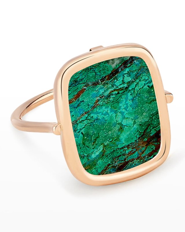 Rose Gold Chrysocolla Antiqued Ring