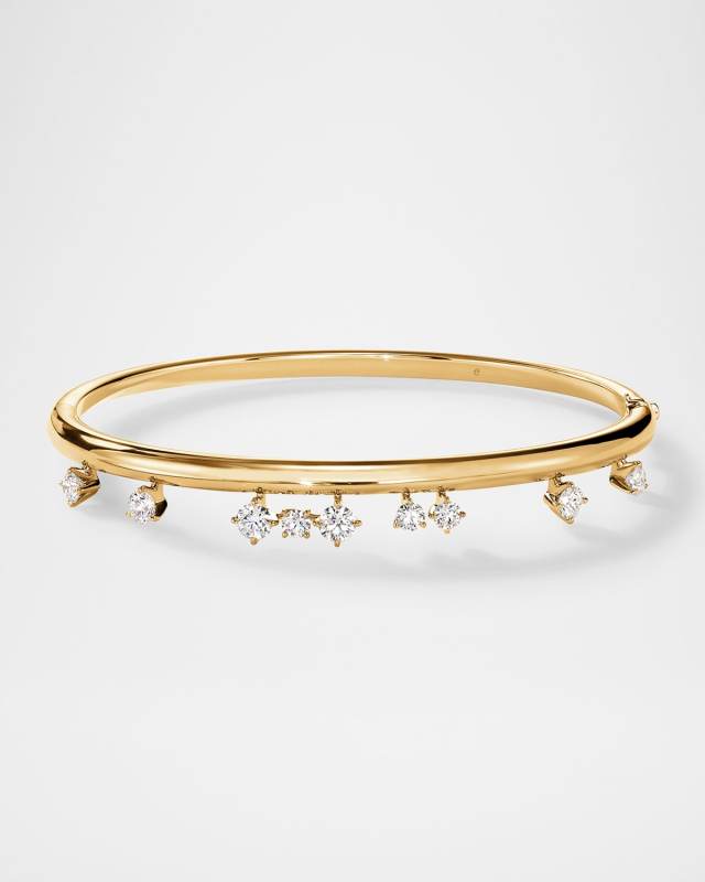 Barre 18K Yellow Gold Floating Diamond Bangl