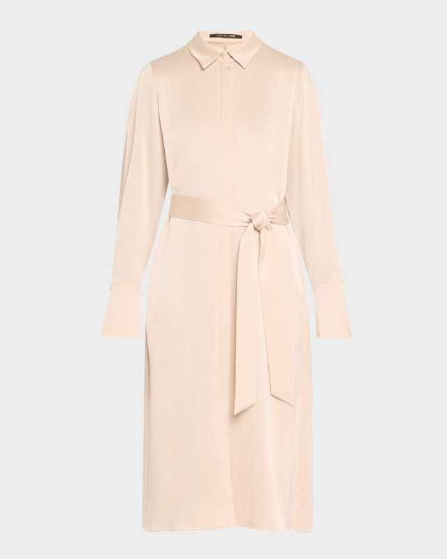 Everett Satin Back Crepe Cape Midi Shirtdress