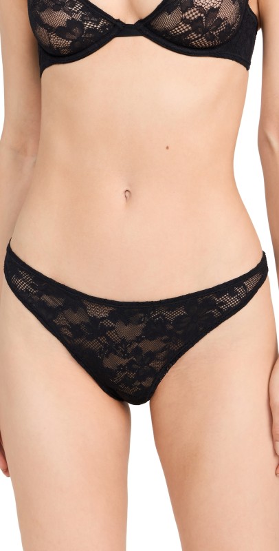 Fleur du Mal Le Stretch Lace Cheeky Panties Black
