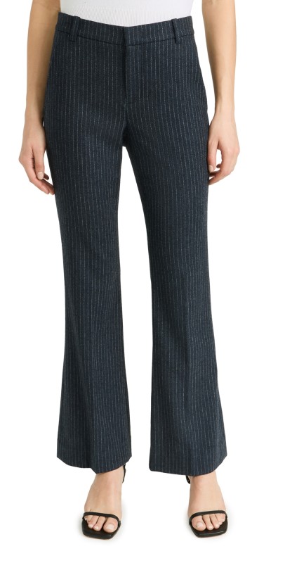 Vince Pinstripe Flannel Trousers Dark Obsidian/Silver Dust