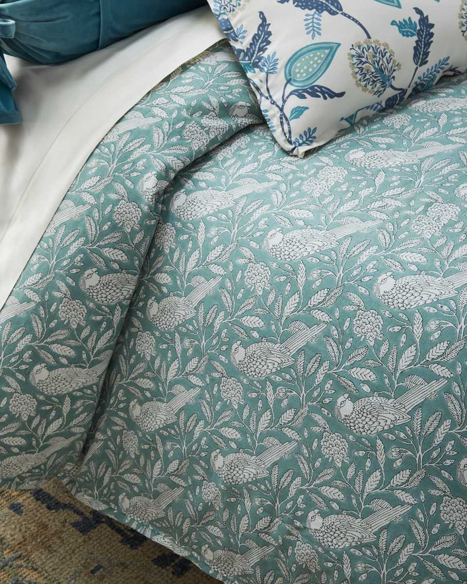 Spa Bird Print Printed Duvet Cover, KING