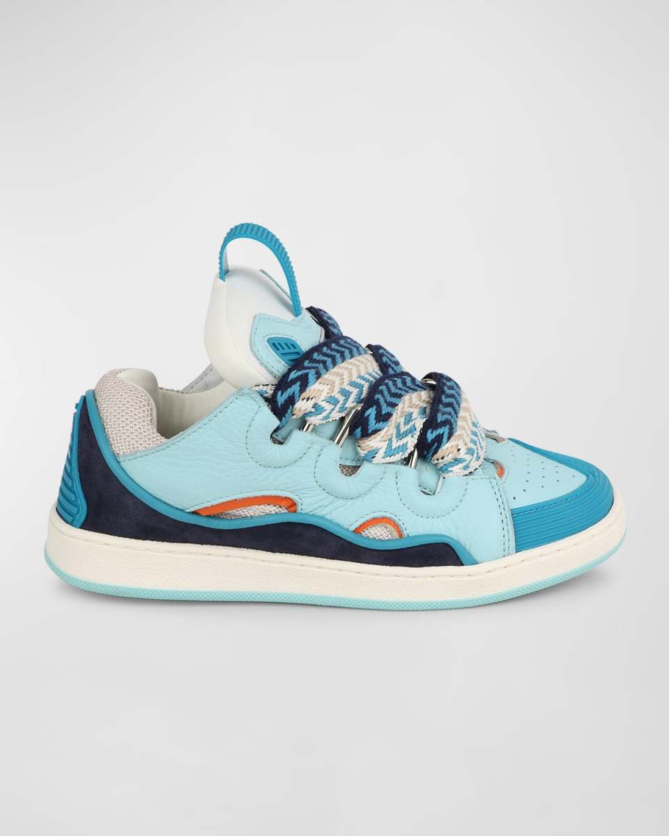 Boy's Curb Leather Chunky Low-Top Sneakers, Kids