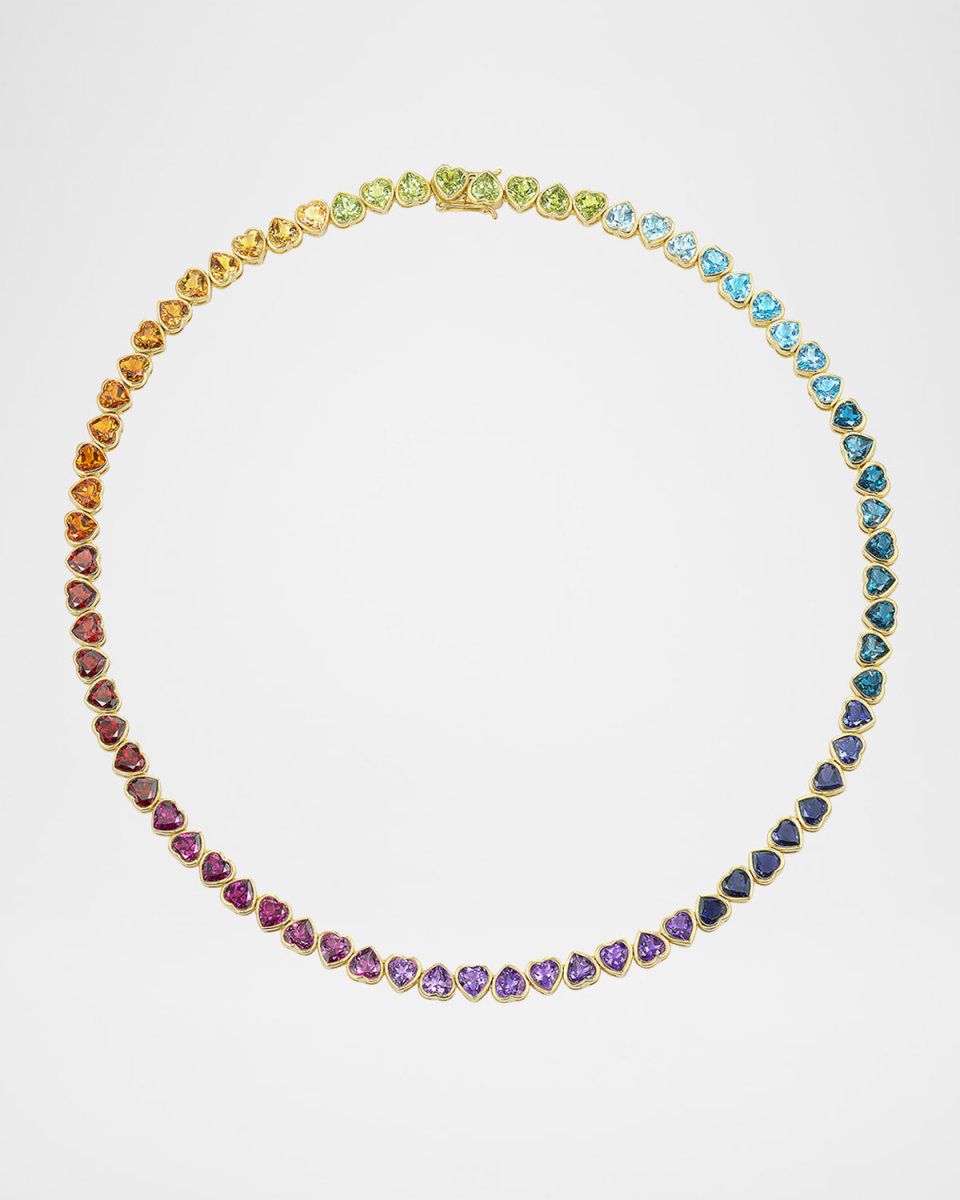 I Heart Rainbows Necklace in 18K Yellow Gold, 16"