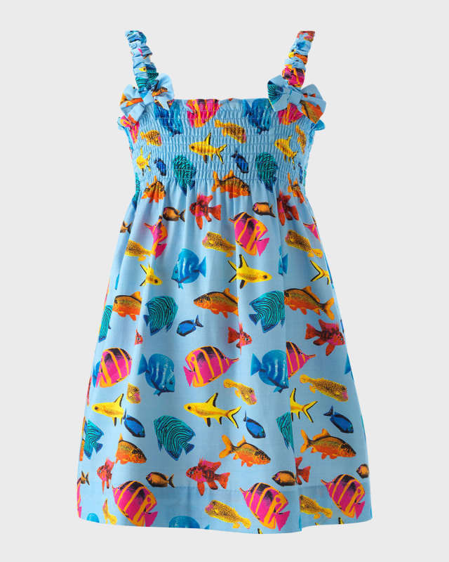 Girl's Tropical Fish Printed Sundress, Size 2-