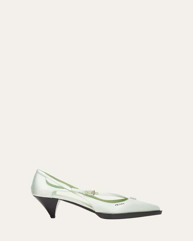 Satin Crisscross Buckle Pumps