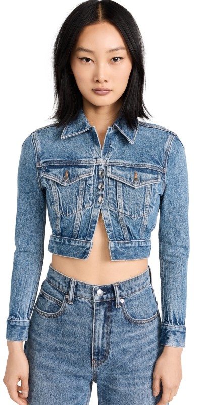 Alexander Wang Shrunken Cardi Trucker Jacket Classicedium Indigo