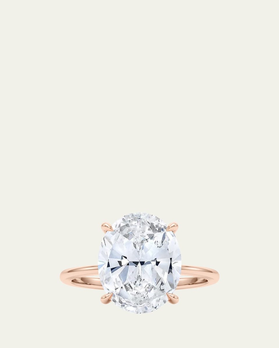 18K Oval Cut Hidden Halo Lab Grown Diamond Ring, 3.0tcw
