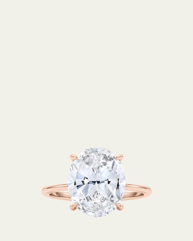 18K Oval Cut Hidden Halo Lab Grown Diamond Ring, 3.0tcw