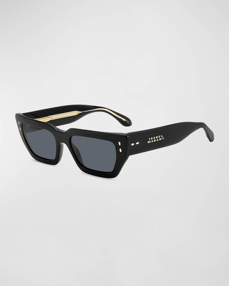 Logo Acetate Rectangle Sunglasses