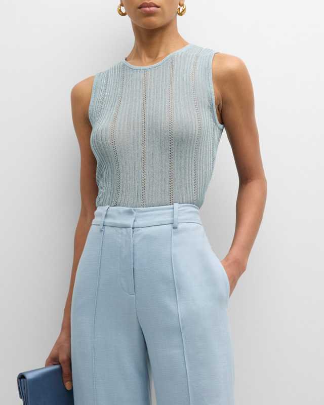 Metallic Open-Knit Shell