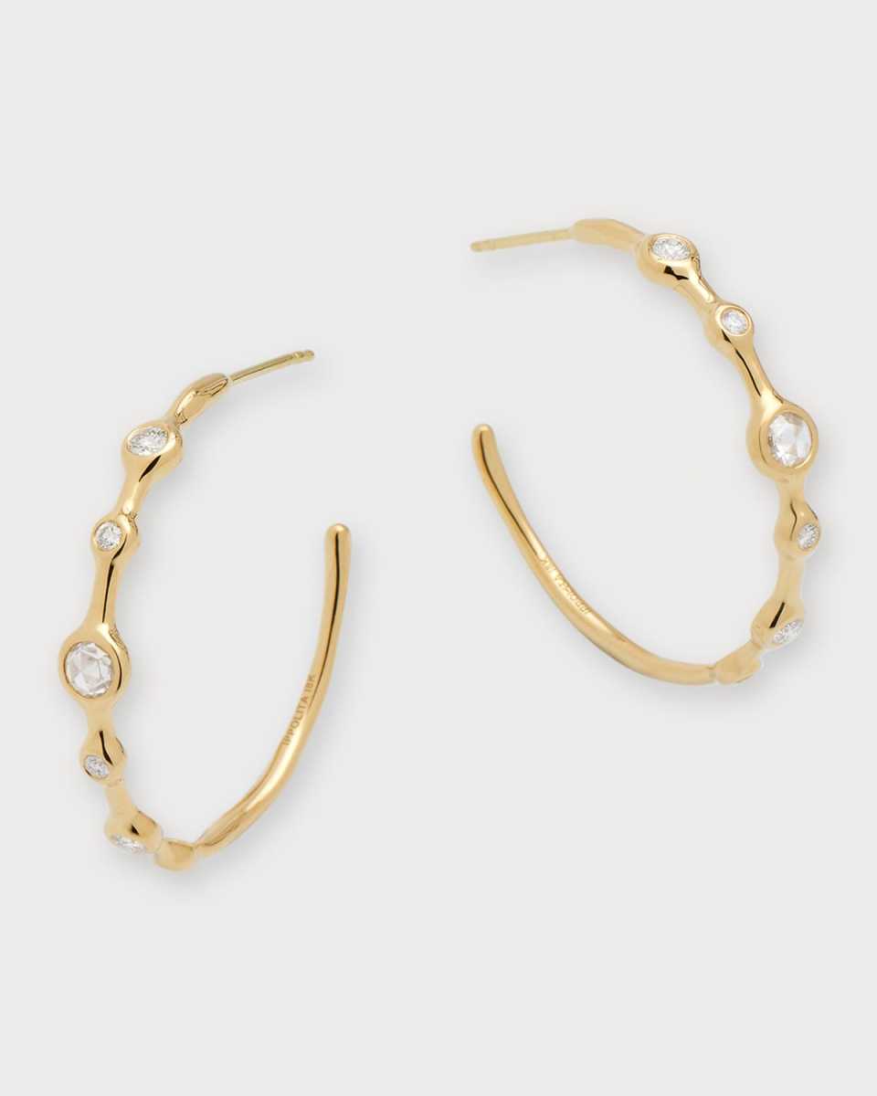 Superstar 18K Yellow Gold Hoop Earrings with Diamonds