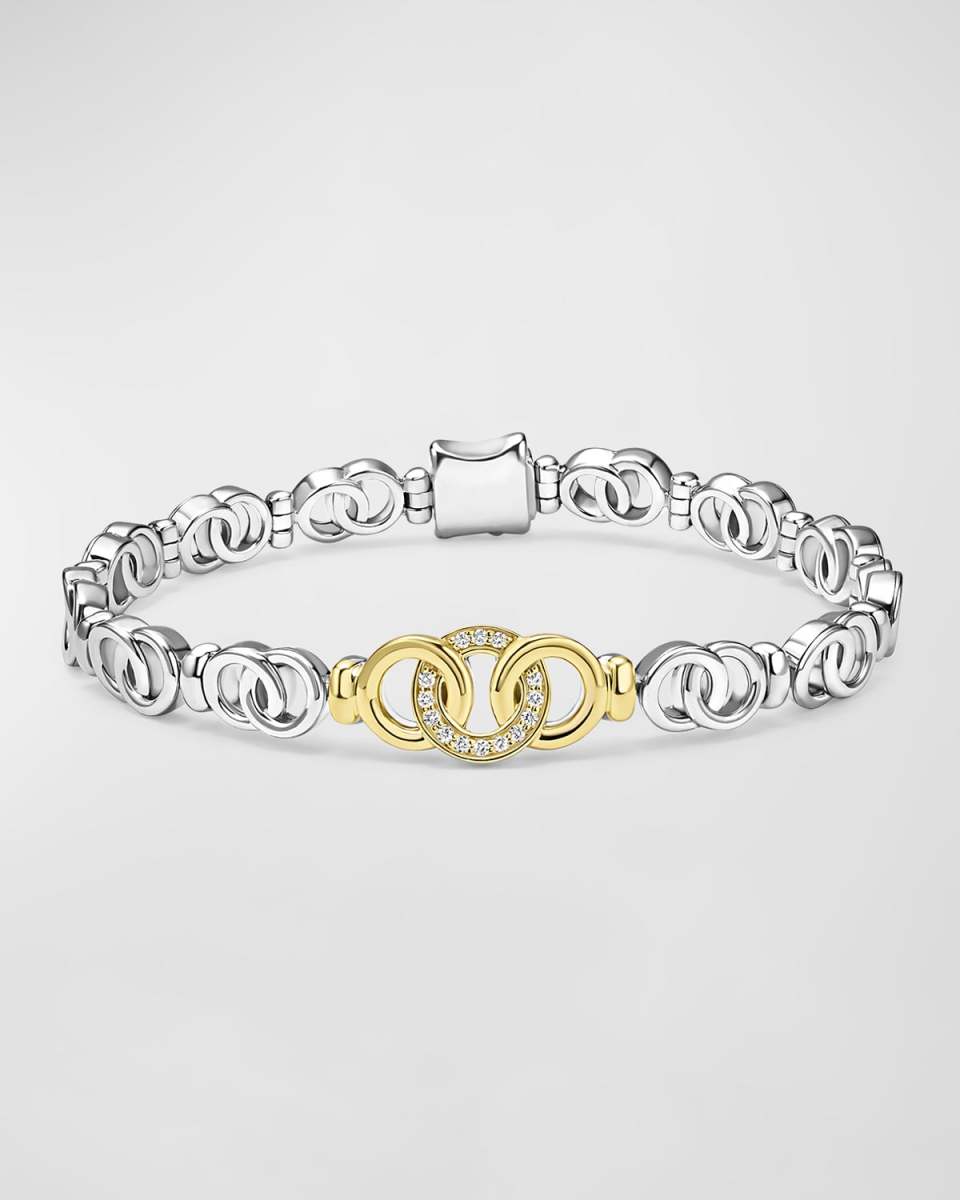 Signature Caviar Interlocking Diamond Taper Link Bracelet