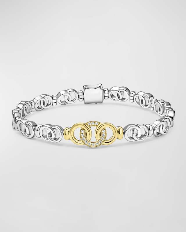 Signature Caviar Interlocking Diamond Taper Link Bracelet