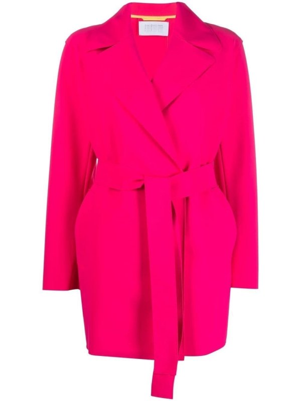 tied-waist spread-collar coat