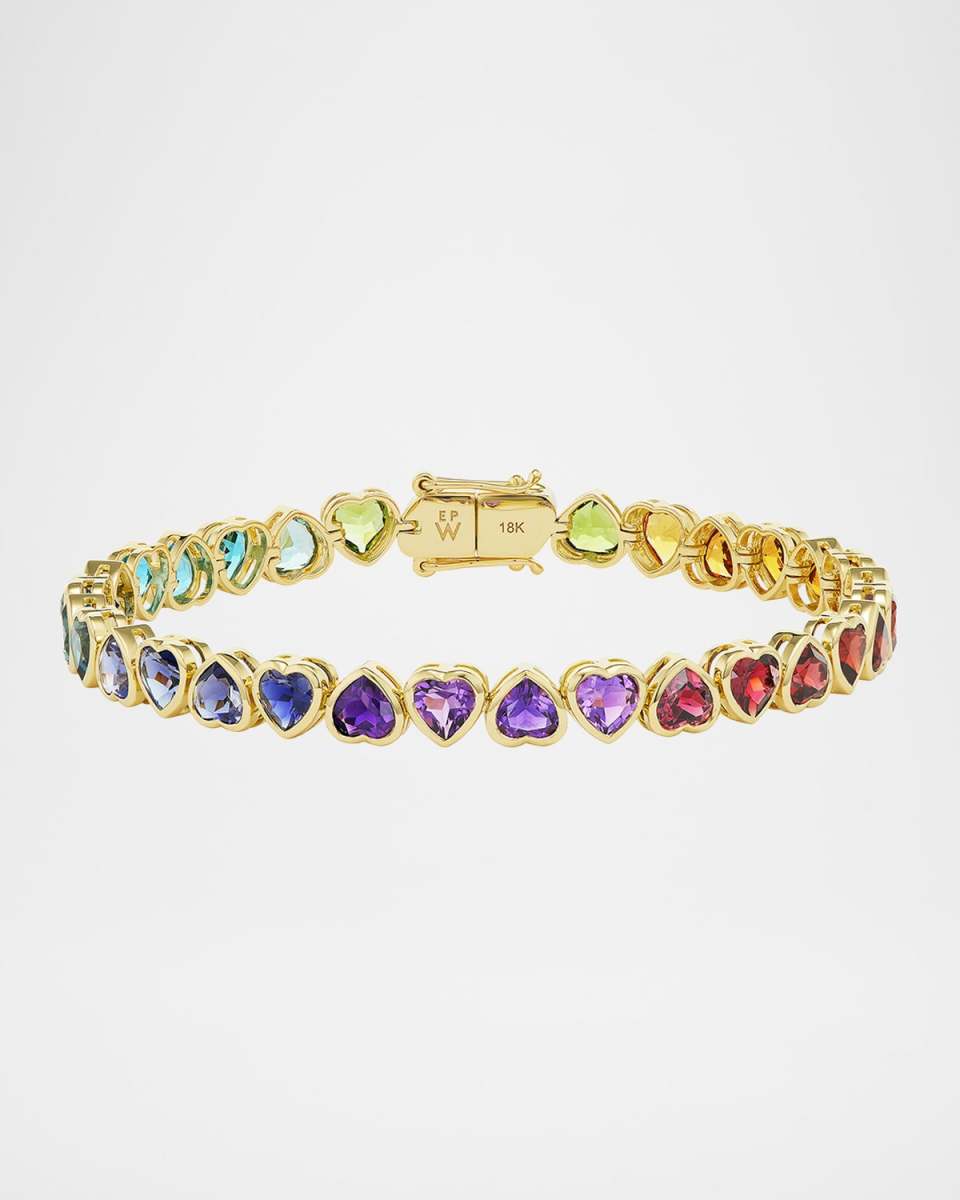I Heart Rainbows Bracelet in 18K Yellow Gold, 7"