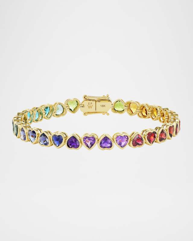 I Heart Rainbows Bracelet in 18K Yellow Gold, 7"