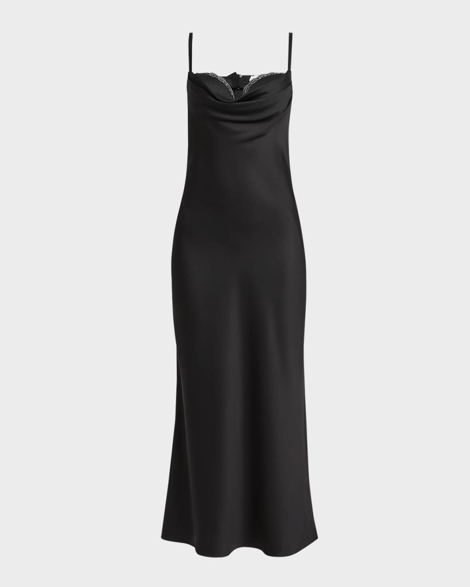 Draped Bustier Sleeveless Silk Midi Evening Dress